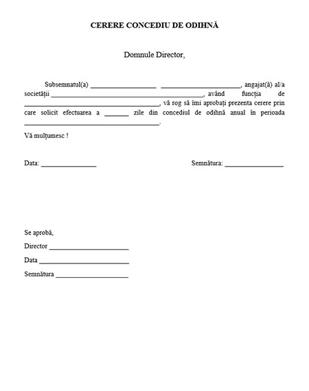 model cerere concediu de odihna